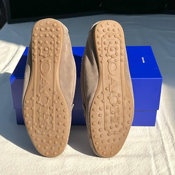 Coach Logo Hardware Taupe Fortunata Driving Moccasins Size 9.5 - Picture 6 of 6